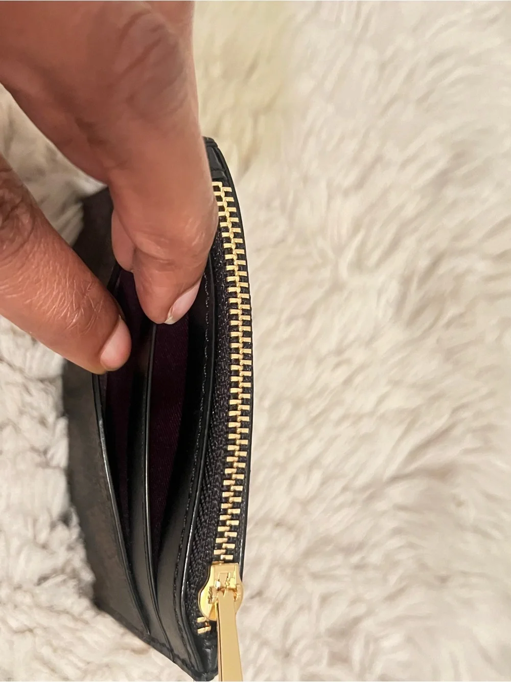 Coach Brown and Black Signature Card Holder with Gold Logo